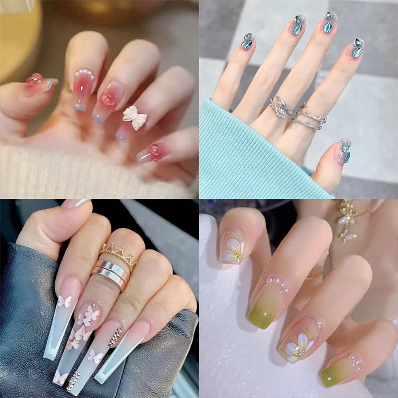 Wearable manicure new design fake nails finished product blush ice transparent girl pure desire internet celebrity style Douyin manicure patch