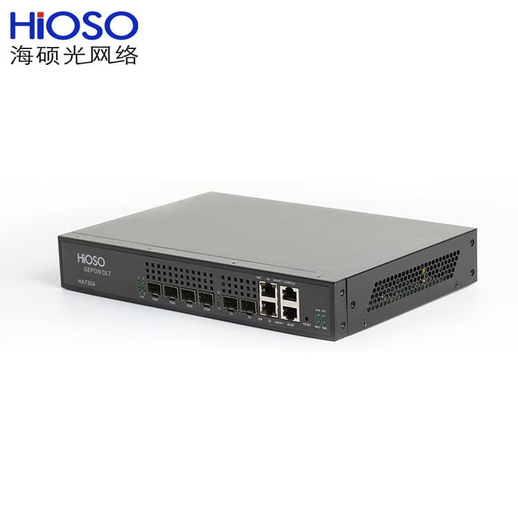 HIOSO Gigabit 4-Port OLT Fiber Optic Device Network Broadband Security Surveillance Hotel Compatible with Multiple Optical Modems