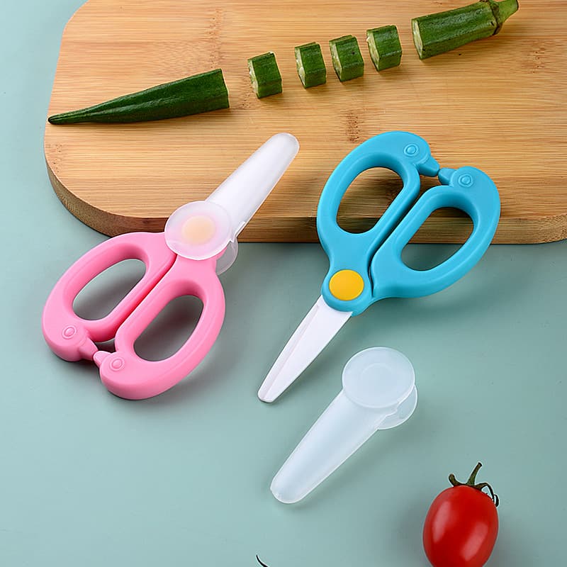 Kitchen Tool Food Scissors, Portable Household Baby Food Scissors, Can Cut Meat and Noodles, Infant Ceramic Scissors