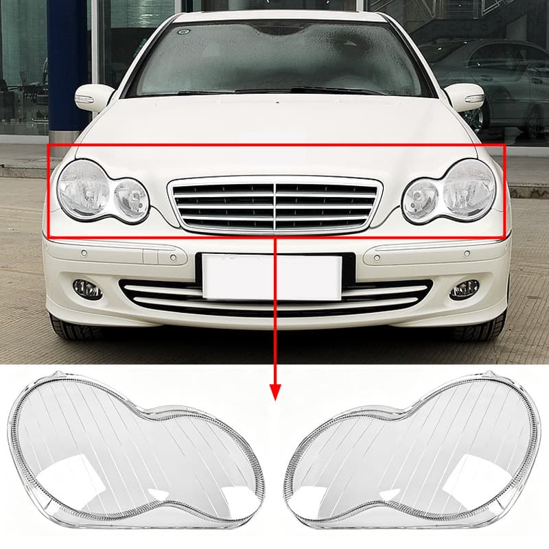 Compatible with 97-07 Mercedes-Benz C-Class W203 Front Headlight Lens Cover, Clear Headlight Housing 2038200161
