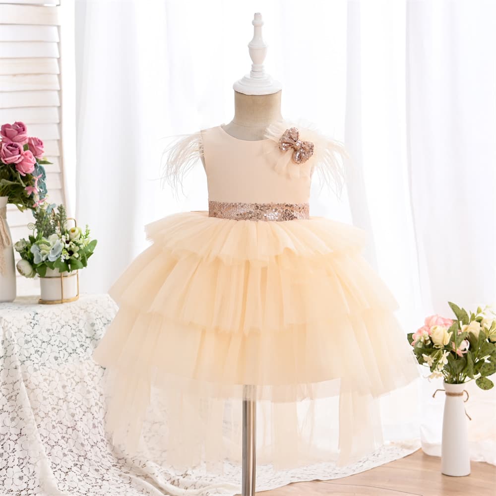 Girls' Princess Dress Children's Fashionable Piano Performance Outfit Lightweight Tulle Skirt Summer Cross-Border Kids' Clothing