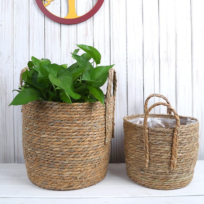 Factory Source Woven Rattan Flower Pot Basket Creative Home Decor for Balcony Living Room Indoor Basket Rustic Style