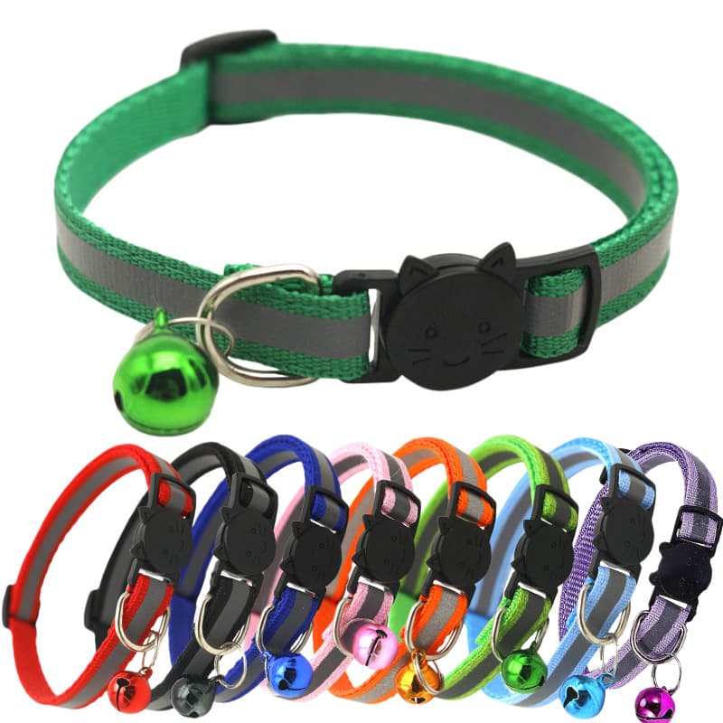 Pet Reflective Collar Safety Buckle Cat Collar Bell Cat Head Round Ears Cross-border Cat Dog Collar Wholesale Stock