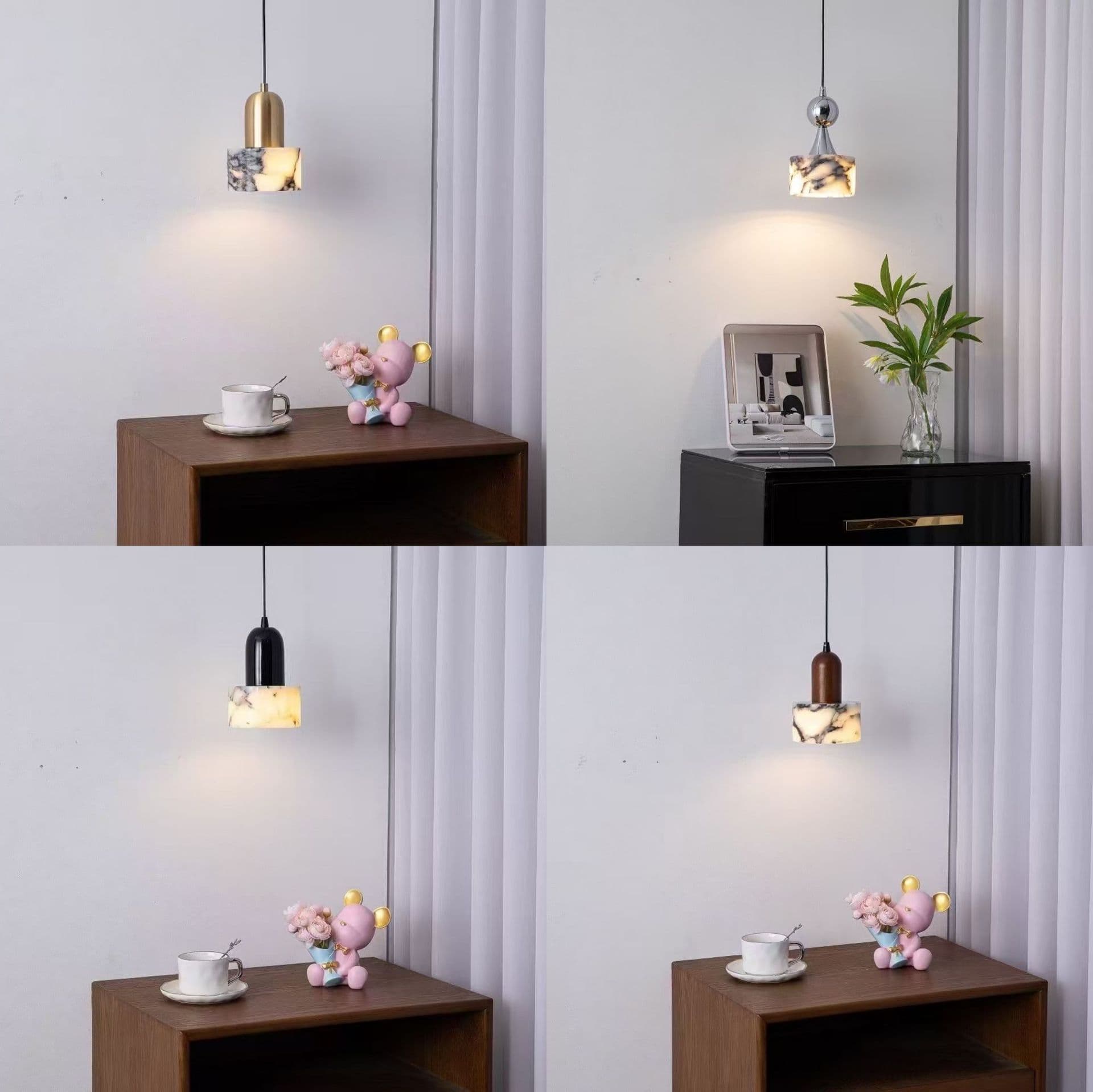 New Bedside Pendant Lamp Stone Master Bedroom High-End Italian Minimalist Living Room Entrance Cabinet Bar Small Drop Pendant Lamp