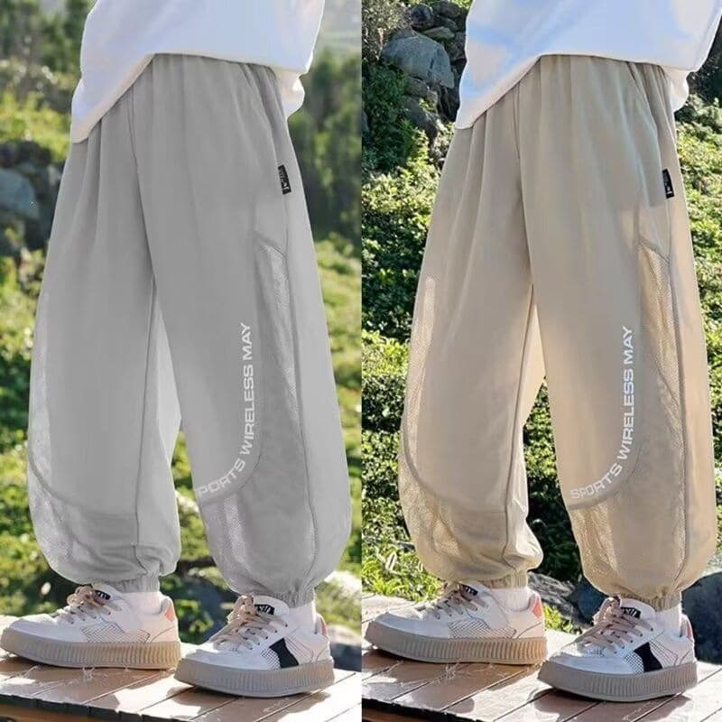 Boys' summer pants, children's thin breathable quick-drying pants, mesh ventilation anti-mosquito pants, medium and large children's casual pants