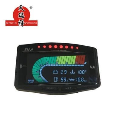 Suitable for Car Modification, LCD Six-In-One Instrument, Water Temperature Gauge, Tachometer, Fuel Oil Pressure, Voltage, Turbo Gauge