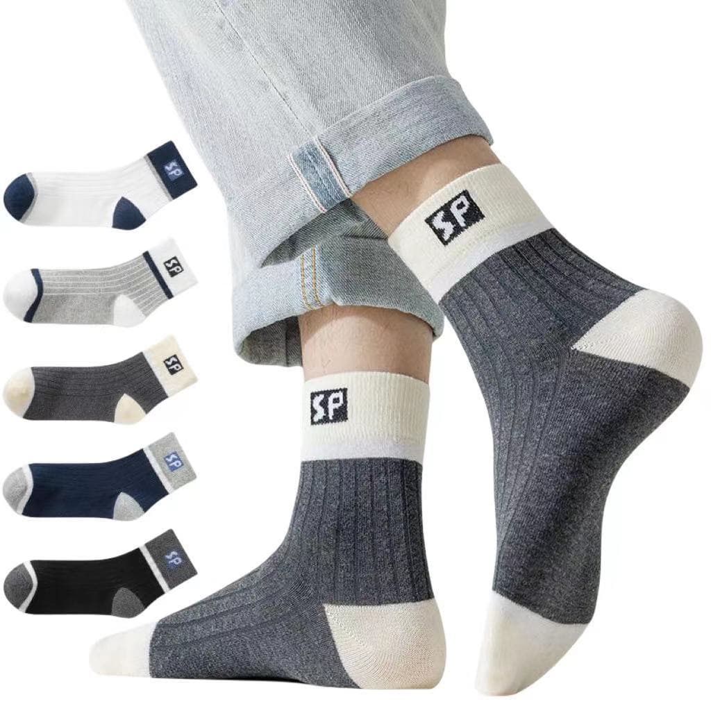 Men's Business Socks, Autumn and Winter Sports Anti-Odor Sweat-Absorbing Breathable Long Socks, Simple Thickened Sports Mid-Calf Socks, Versatile Style