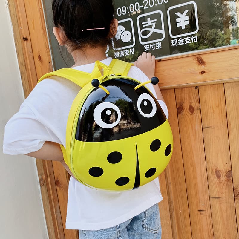 Hot Sale Of The Season New Eggshell Children's Backpack Fashionable Ladybug Pattern Kindergarten Boys Girls Students Class Doubl