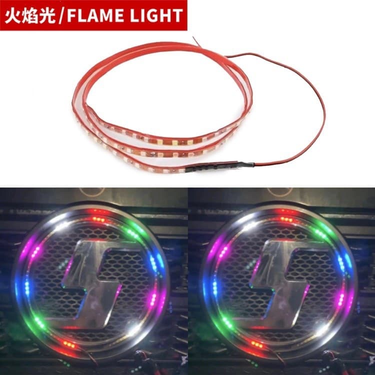 24V Universal Truck Emblem Light Strip Colorful Running LED Grille Flow Decorative Light Bar Waterproof