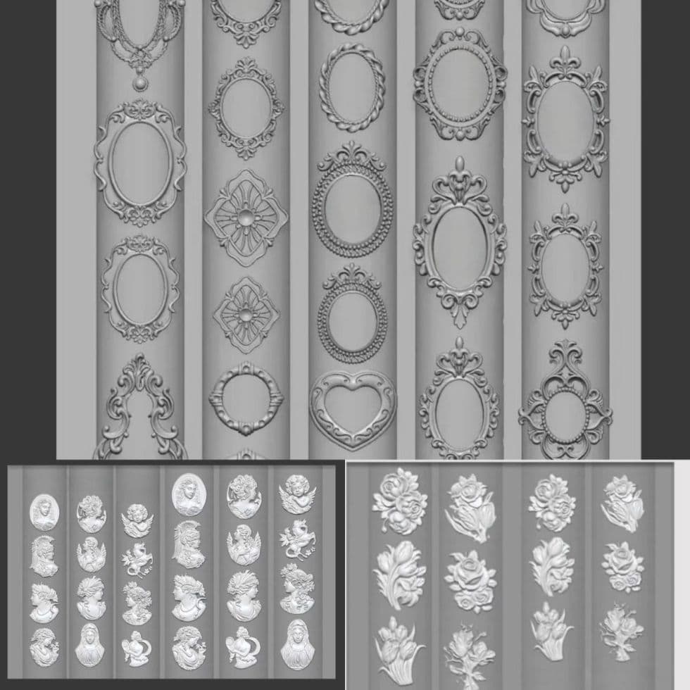 Nail Mold Gem Frame Roman Portrait Cameo Baroque High-Transparency Silicone Mold