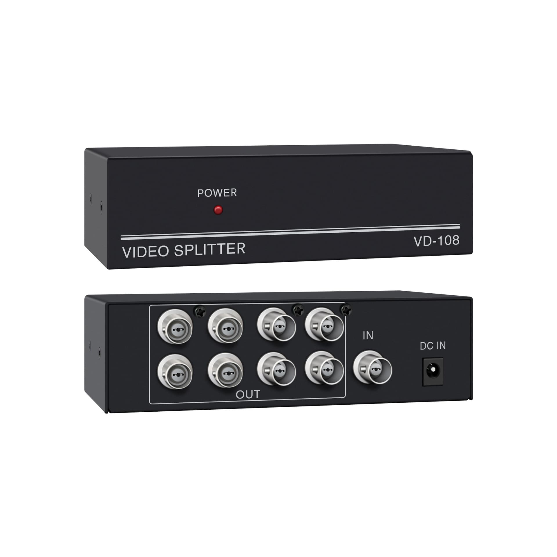 Video BNC splitter 1 input 8 outputs 1-in-8-out 8-port surveillance distributor 350M bandwidth HD 1080P