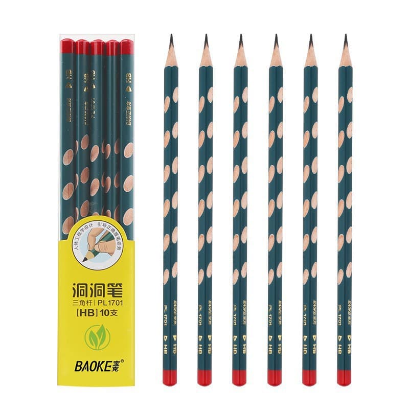 Baoke PL1701 triangular hole pencil HB tube pencil to correct pen holding posture 2B student practice pencil