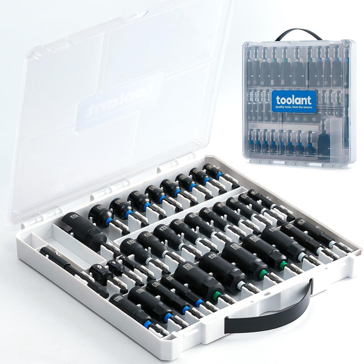 34-Piece Impact Driver Drill Bit Set, Deep Nut Driver Set, Impact Socket Adapter