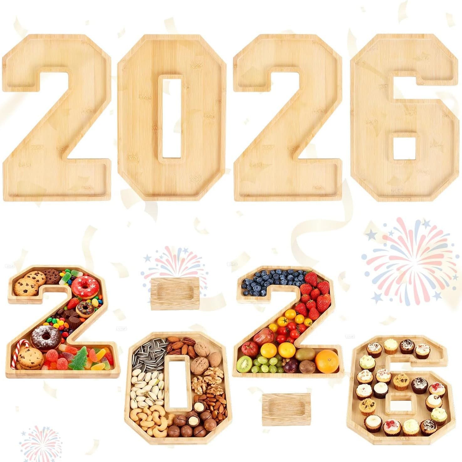 In Stock Bamboo 2026 Tray Desktop Tray Living Room Snack Candy Snack Plate 2026 Digital Tray Ornament