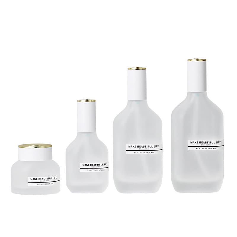 New Arrival In Stock Flat Bottle Thickened Bottom Frosted Cream Jar Cosmetic Bottle Glass Pump Bottle Lotion Bottle
