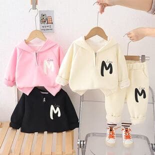 Girls Autumn Outfit Set Trendy Hooded Jacket 2025 New Kids Spring Fall Two-Piece Set