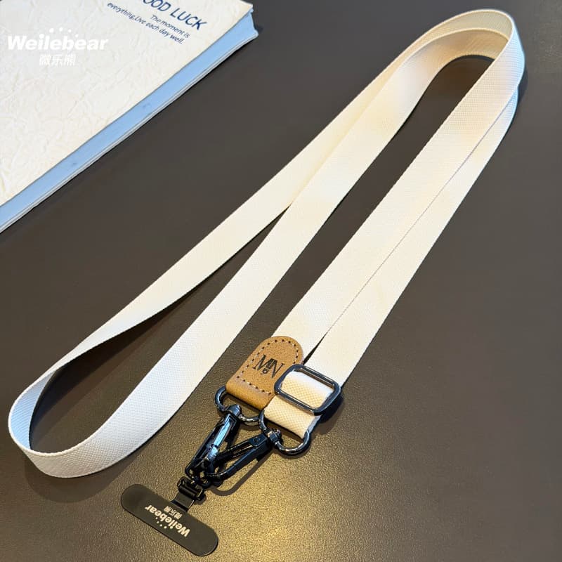 Premium Leather Solid Color Minimalist Phone Lanyard Crossbody Adjustable Neck Strap Wide Outdoor Convenient Anti-Loss Chain