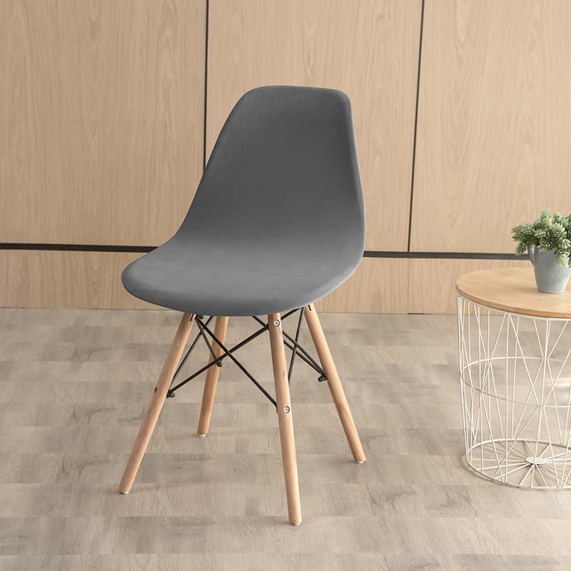 New silver fox velvet Eames chair cover elastic shell chair cover elastic solid color one-piece backrest chair cushion cover