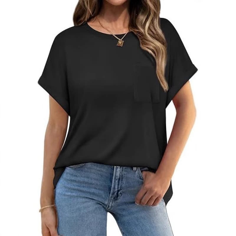 Amazon 2026 European and American Cross-Border Spring and Summer New Round-Neck Casual Solid Color Short-Sleeve Loose Shirt in Stock White