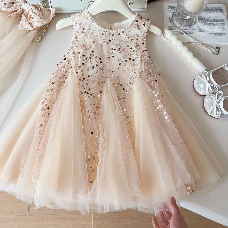 Girls' Summer Dress 2025 New Children's Mesh Skirt Sleeveless Fashionable Vest Princess Dress