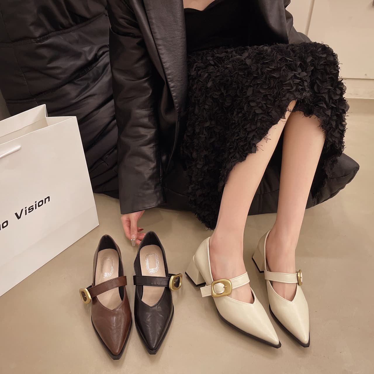 French high-heeled Mary Jane Wanwan gentle thick-heeled shoes for women 2026 new flat bottom with skirt and high heels