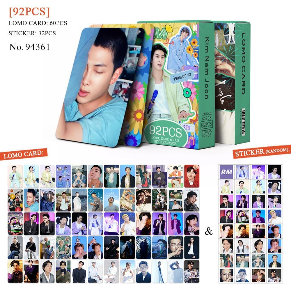 Cross-border Exclusive 92pcs K-pop Star Photocards BTS RM Collectible Photo Cards KPOP Merch LOMO Cards