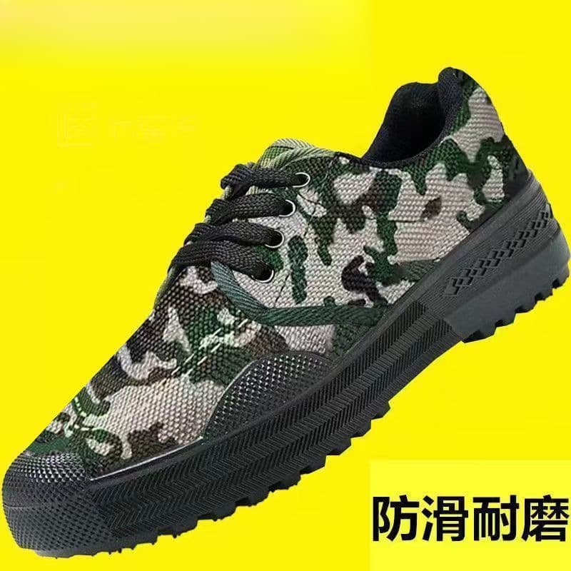 Canvas Work Shoes for Men, Durable Labor Shoes for Construction Sites, Anti-Slip, Odor-Proof, Rubber-Soled, Camouflage Shoes