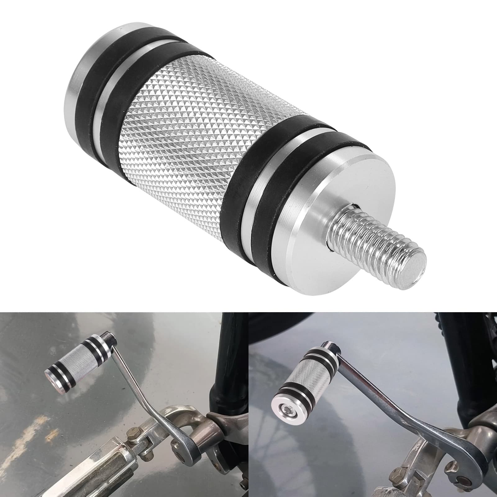 Motorcycle modification accessories, black electroplated knurled gear lever head, gear lever glue, embossed gear shift head