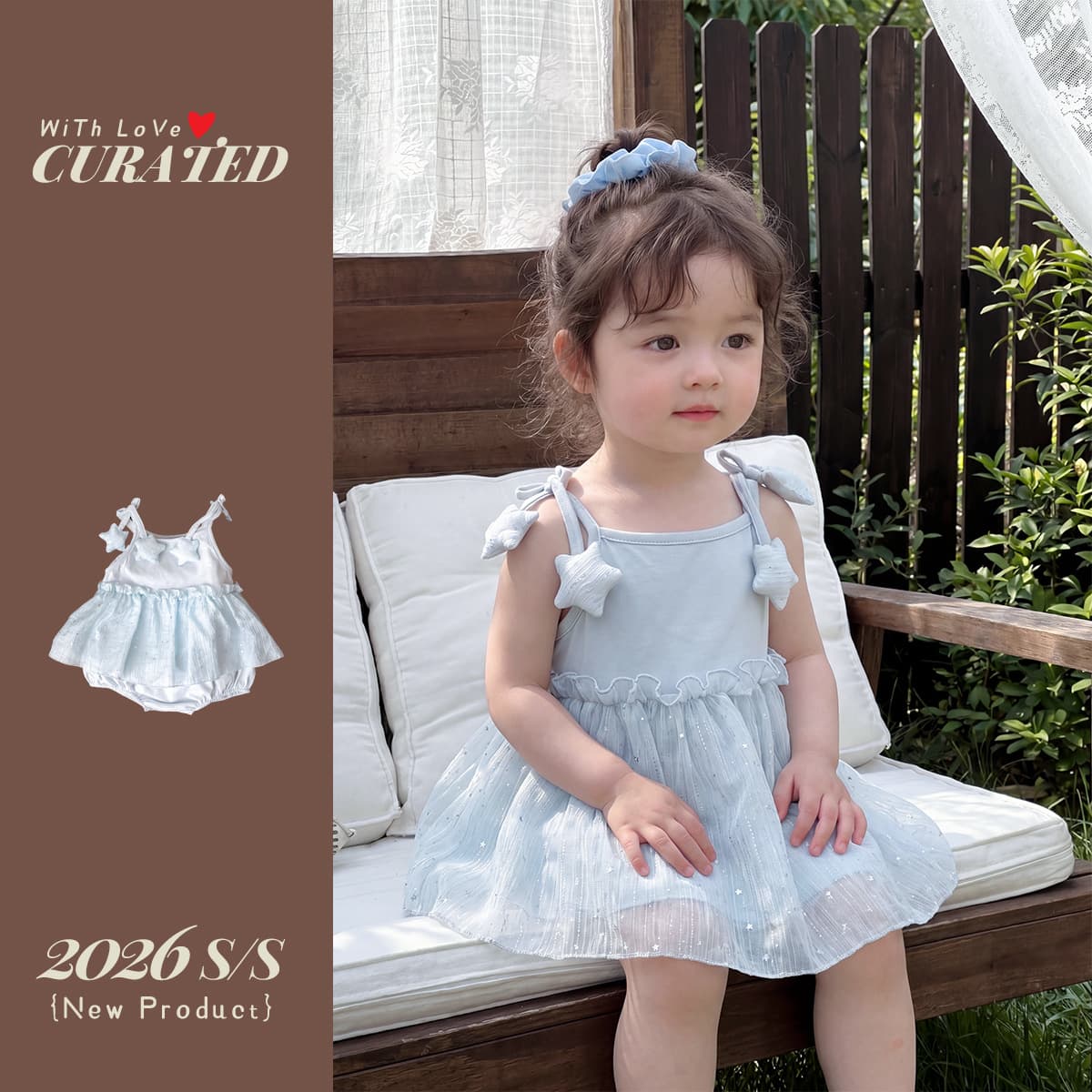 Baby Girl Princess Romper, Star Sequins Tulle Dress with Diaper Cover, Outing Strap Bodysuit for Girls