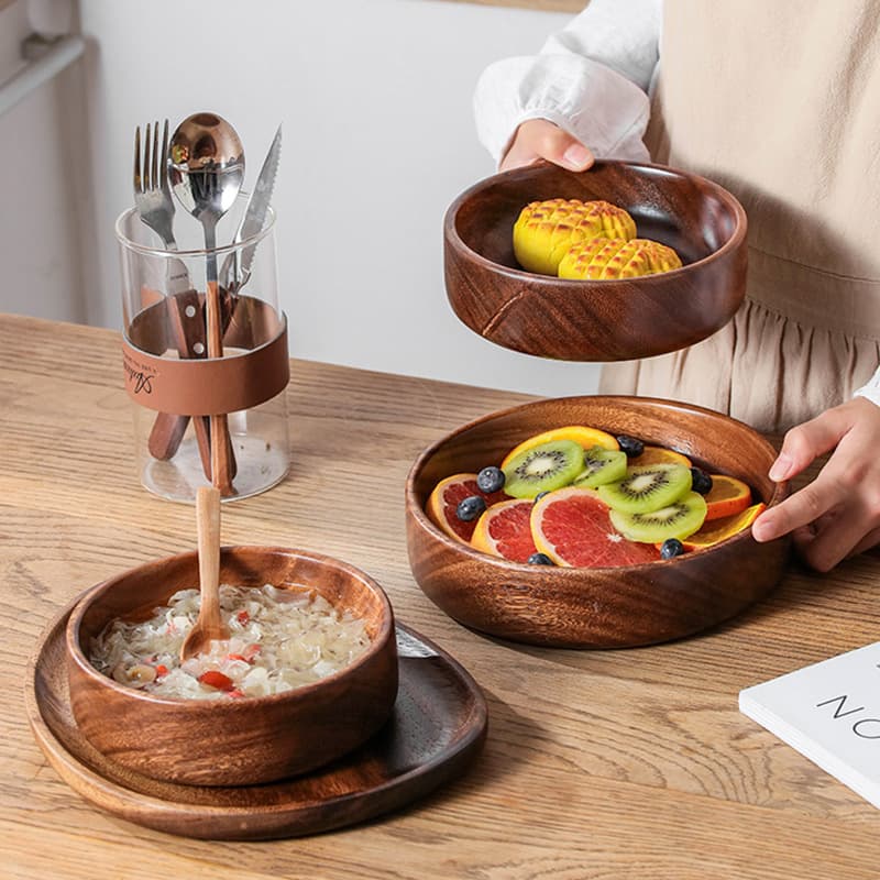 Salad Bowl Walnut Wood Solid Wood Dessert Tea Party Snack Nut Bowl Western Restaurant Specialty South American Pastry Wooden Bowl