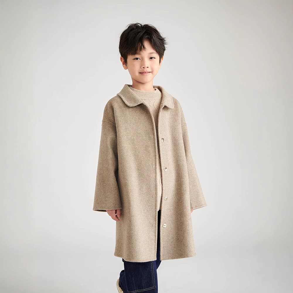 Children's Double-Faced Cashmere Coat 2024 Autumn/Winter Parent-Child Large Kids 100% Wool Thickened Unisex Coat