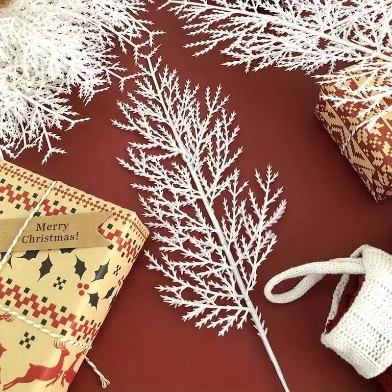 Christmas Artificial Pine Branches Green Foliage, Fake Pine Twigs for DIY Christmas Tree Decoration Accessories, Plastic Faux Flowers