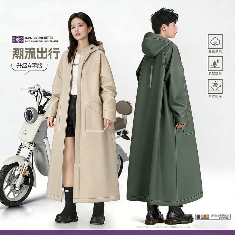 Electric Bike Raincoat One-Piece Full Body Anti-Heavy Rain Adult Wearable Detachable from Bike Rain Poncho