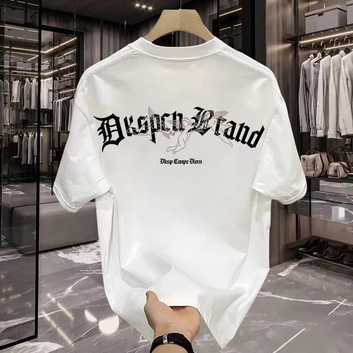 [High Quality Men's] Cotton Short-Sleeved T-Shirt All-Match Loose Minimalist Print Creative Design Fashion Brand Top