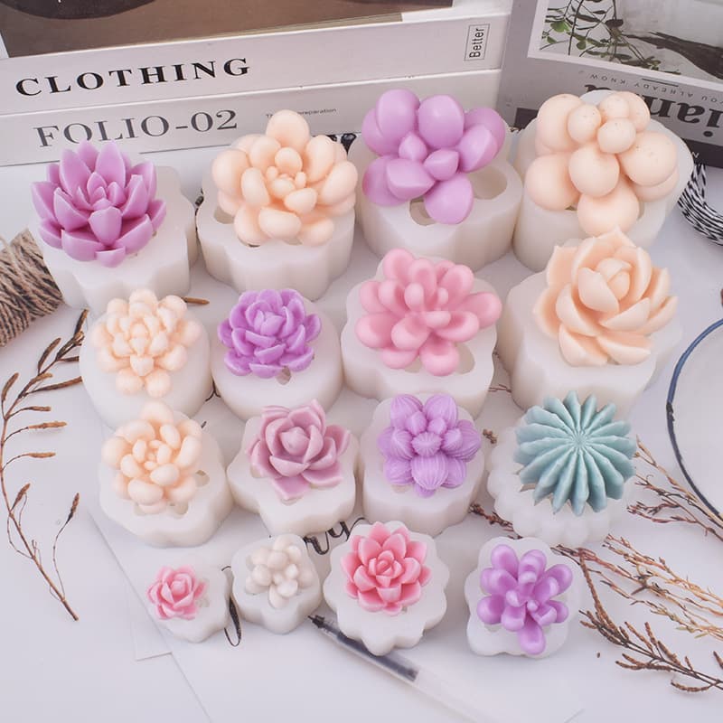 Cute succulent flower cactus silicone mold car aromatherapy plaster DIY home resin ornament mold