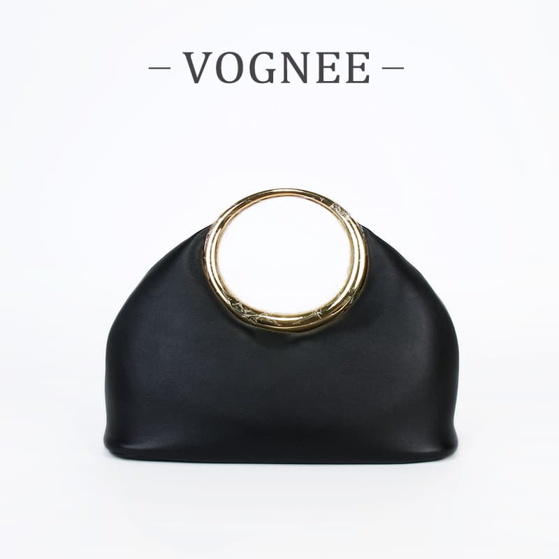 French Genuine Leather Niche Design Ring-Handle Handbag European and American Light Luxury Fashion Women's Bag Evening Bag Banquet Bag