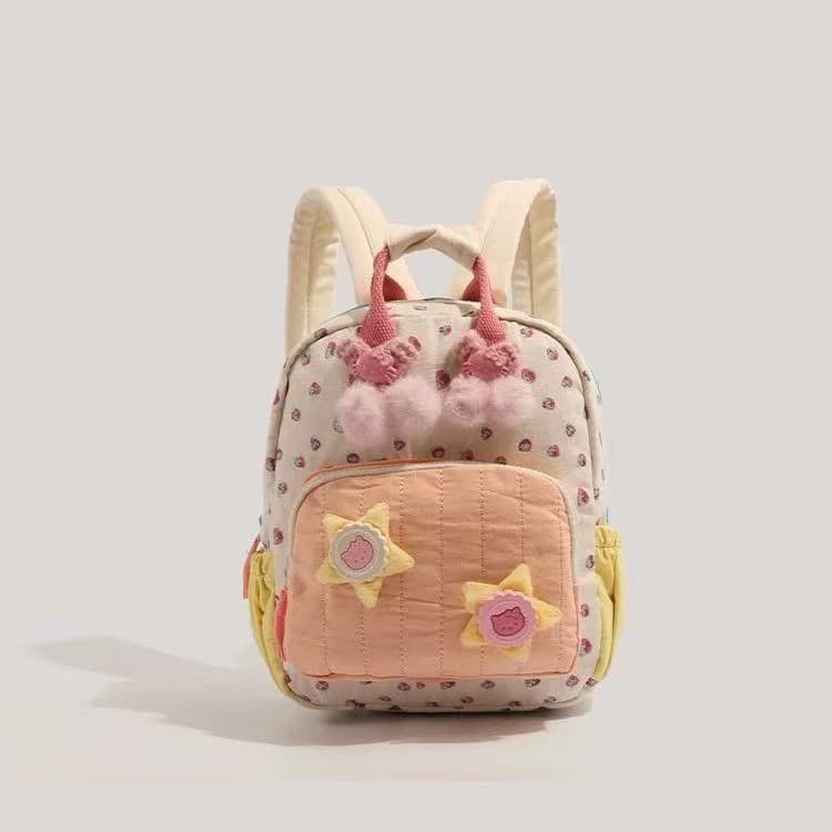Cross-border Japanese soft girl dopamine girl cute little backpack children's little strawberry cartoon star contrasting color Mini pair