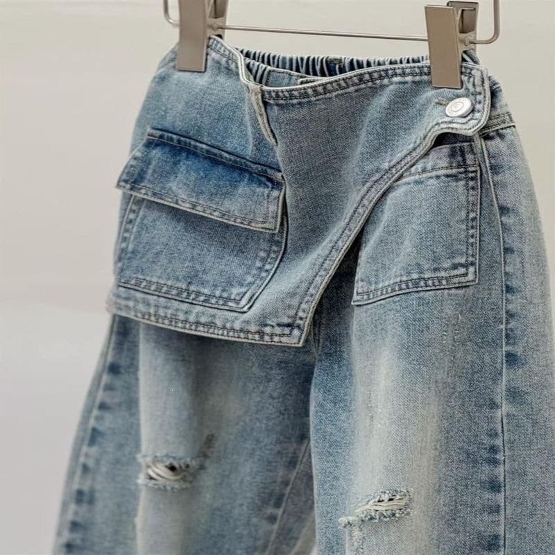 Boys' Pants Children's Spring and Autumn Outfit 2026 New Style Handsome Wide-Leg Super Cargo Jeans Girls' Baby Long Pants Trendy