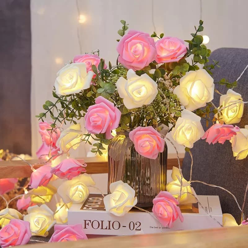LED simulation rose small colorful lights string girl's heart Valentine's Day romantic proposal atmosphere confession decorative lights wholesale