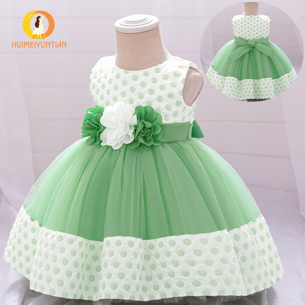 Green Puff Skirt Princess Dress for Girls Baby Performance Dress Summer Kids European American Style