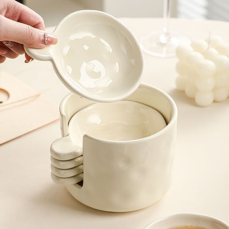 Cream-flavored dish with storage set can hold chopsticks, thickened high-temperature resistant ceramic sauce dish, creative dipping sauce dish