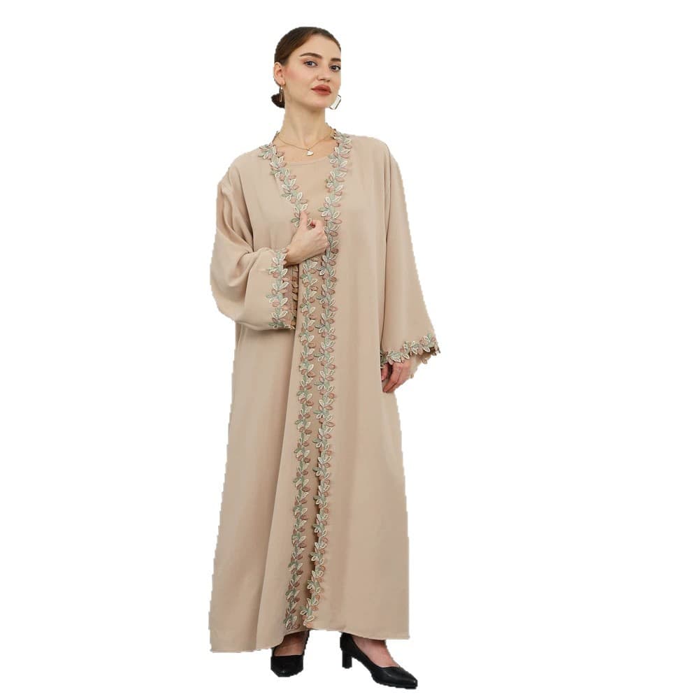 F462 Women's Fashion Embroidery Loose Cardigan Long Dress, Oversized Plus Size Casual Outwear