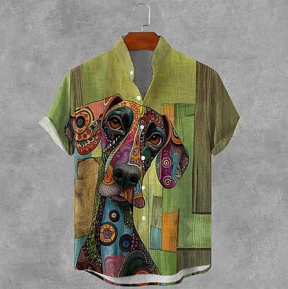 Cross-border men's stand-up collar short-sleeved shirt buttoned cardigan 3D digital printing casual handsome trendy fashion source factory