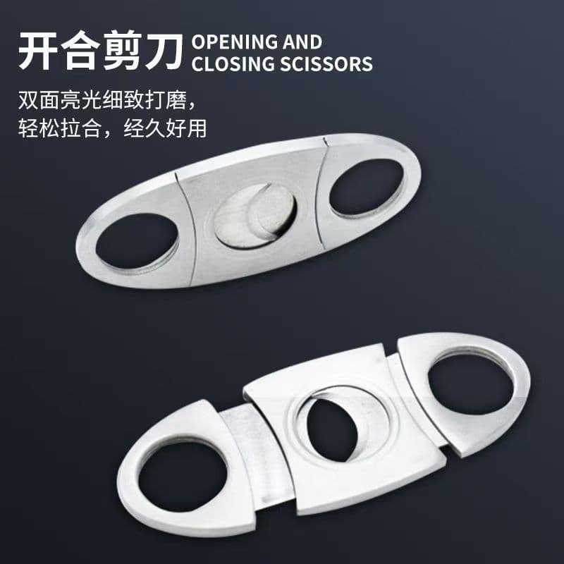 Cigar cutter, double-edged stainless steel, sharp and smooth, large diameter cigar cutter, hole punch, cigarette cutter, factory direct sales.