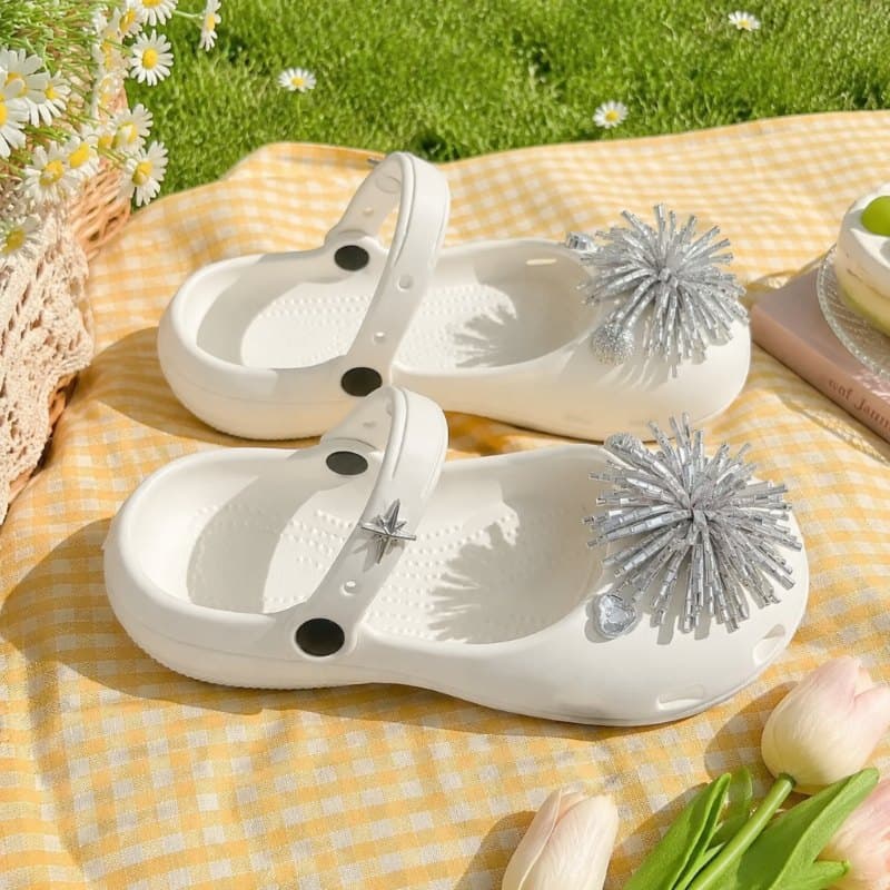 Crystal Mary Jane Ballet Shoes Sandals Women's Crocs Women's Outdoor One-Strap Sandals Beach Shoes Home Slippers Women