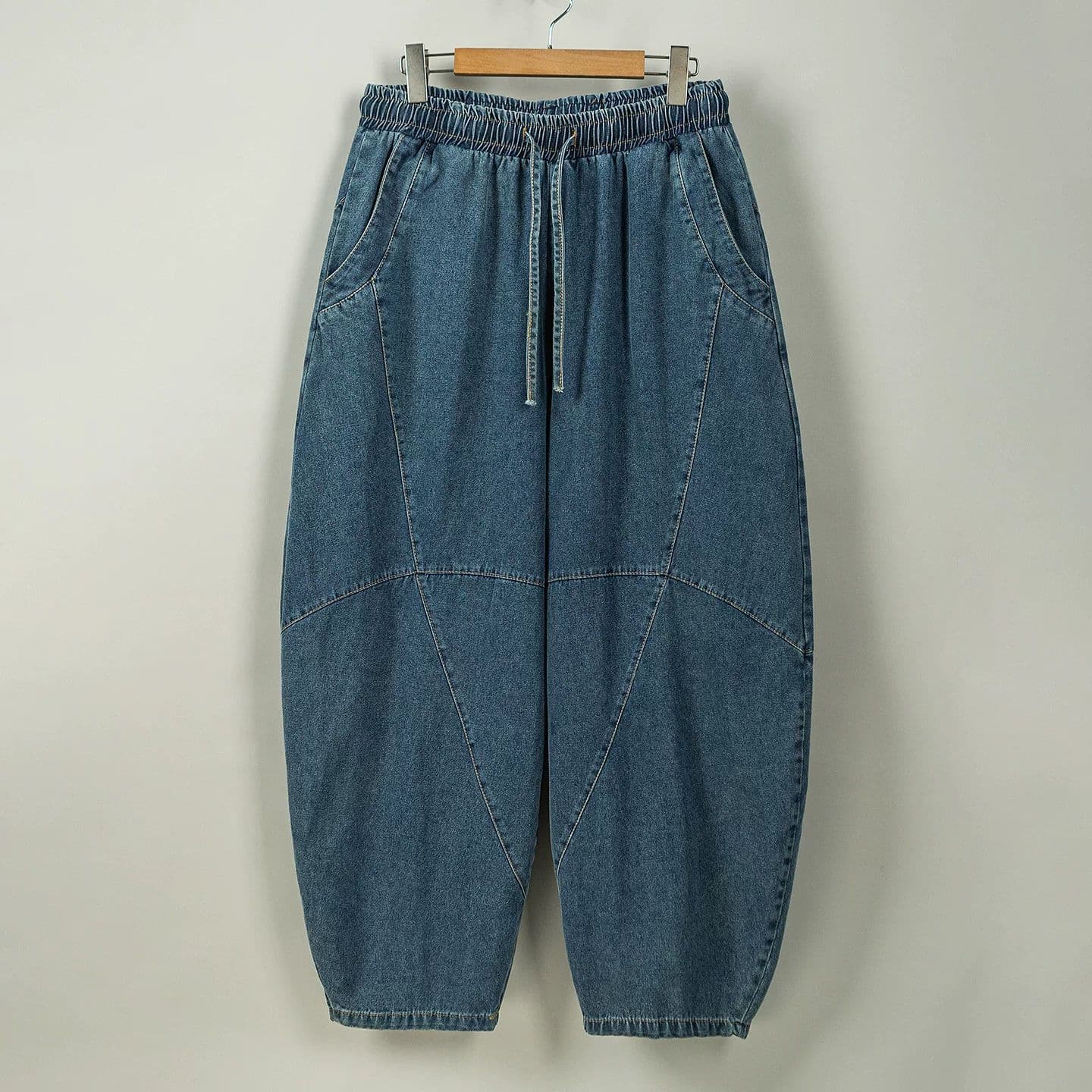 Autumn and winter new Chinese style washed distressed bloomers Chinese style Ming Dynasty Wei Jin style jeans loose pants casual