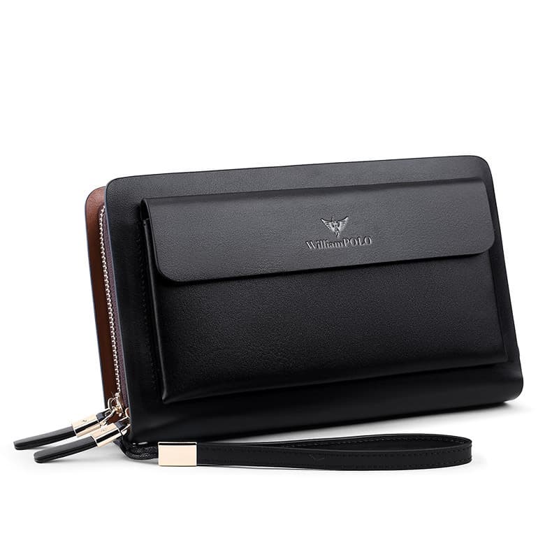 Yinghuang Paul Men's Large Capacity Cowhide Handbag Men's Double Zipper Wallet Business Men's Clutch Bag Wholesale