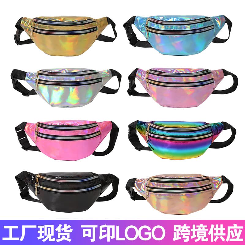 2025 New Summer Unisex Laser Waist Bag Cross-Border Outdoor Glossy Sports Chest Pack Multi-functional Crossbody Bag Wholesale