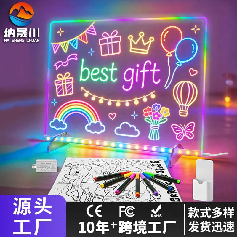 Transparent Light-Up Tracing Board for Kids DIY Hand-Drawn LED 7-Color Light Board