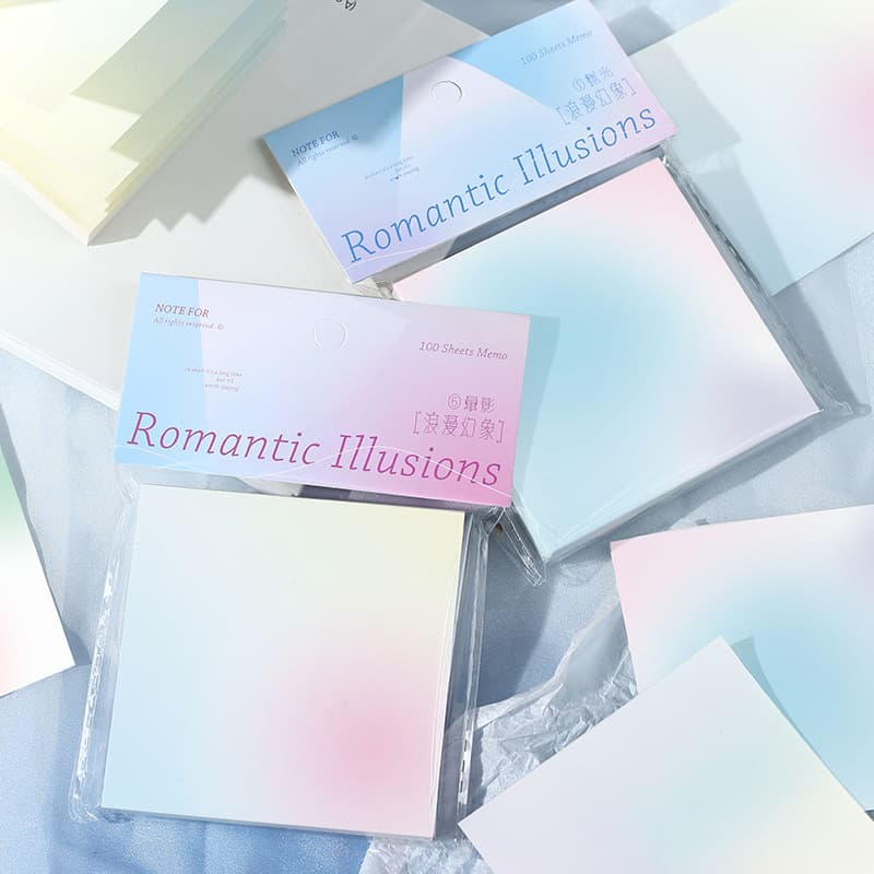 NOTE FOR 100 sheets memo, Romantic Illusion series, salt-style gradient color memo for collage material paper.